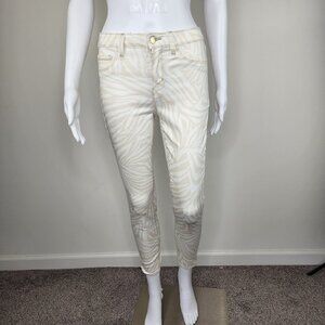 NWT Margot High Rise Skinny Tiger Print Jean Cream Tan Size 25